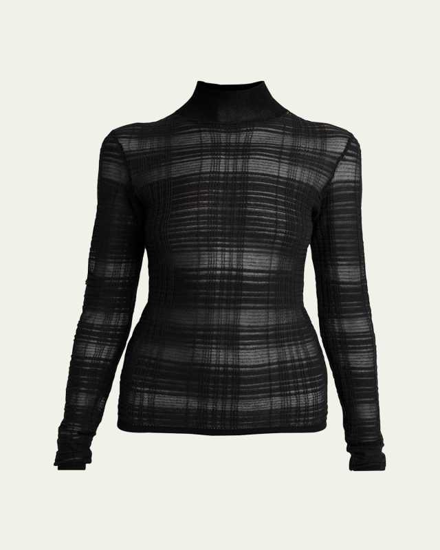 Stefanie Plaid Knit Turtleneck Sweater